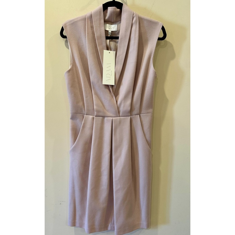 Adam Lippes NWT 100% Wool Silk Lined Dress Pale Pink Sz 6 Sleeveless V-Neck $295